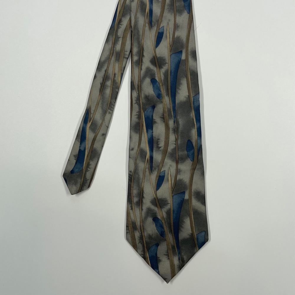 Barrington Grey Blue Abstract Wavy Silk Necktie Mens OS